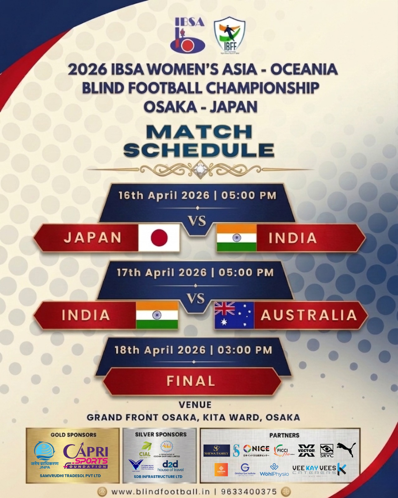 Women/ Men's Blind Football Team for the IBSA Asian Championships