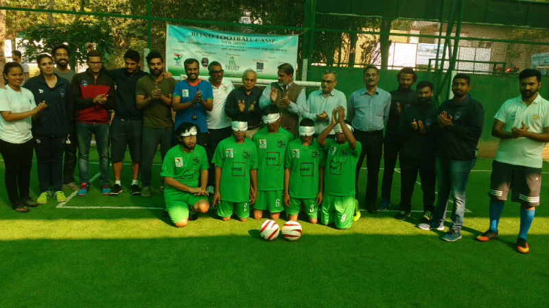 team with Blind Football Demo game and Awareness session Organisers at new delhi