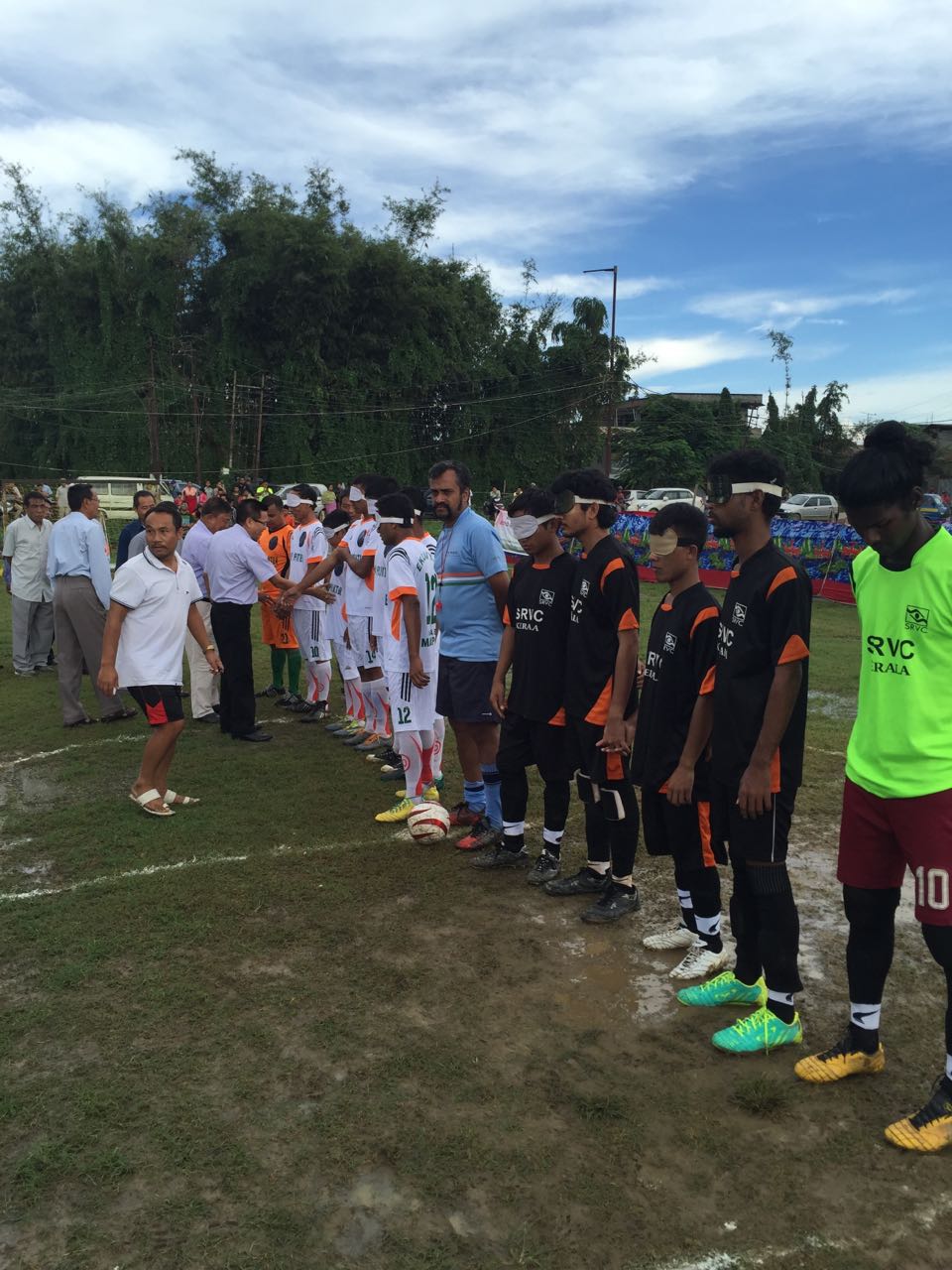 team line up before match at Imphal, Manipur