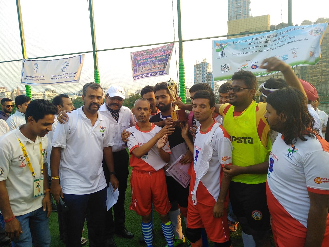 Giving awards to winners of East Zone Blind Football Tournament, Kolkata