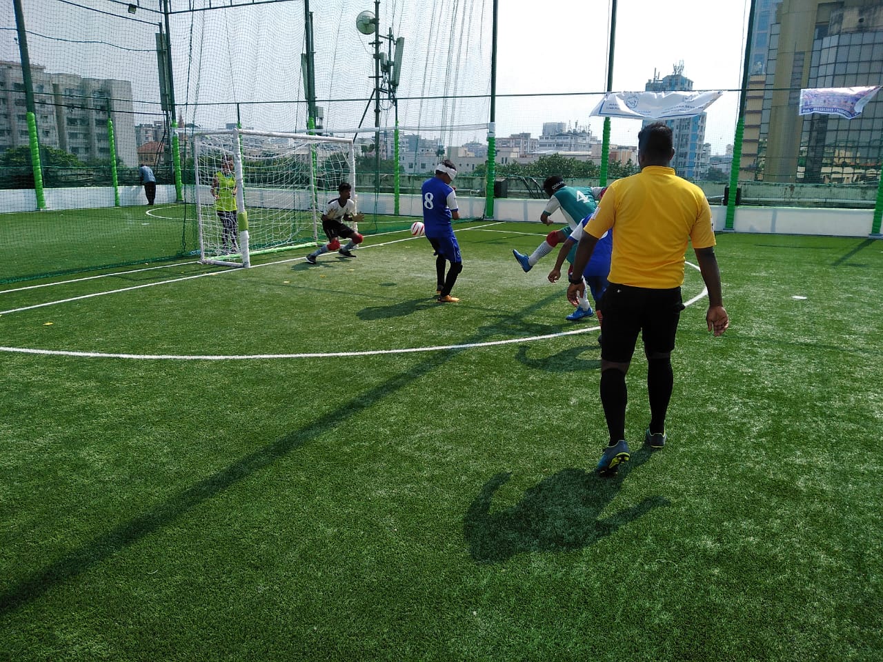Shoot to goal post during East Zone Blind Football Tournament, Kolkata