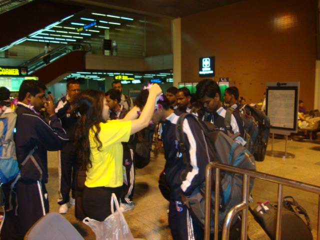 Being welcomed on arrival at Bangkok. A special moment for most of the boys