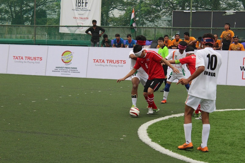 stills during match between india and laos at International Tri Nation Blind Football Tournament at Kochi