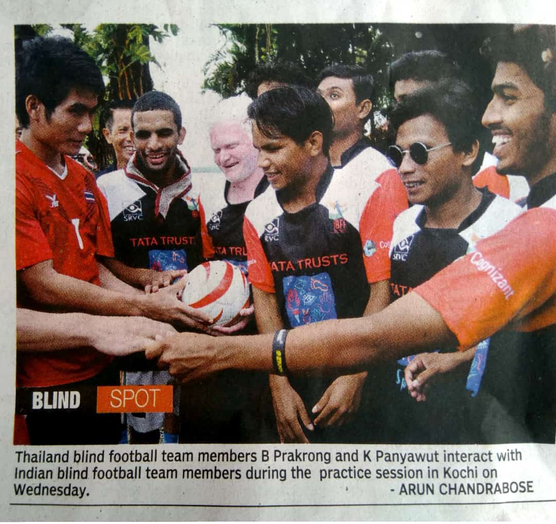 News paper cutting about blind football camp on kochi