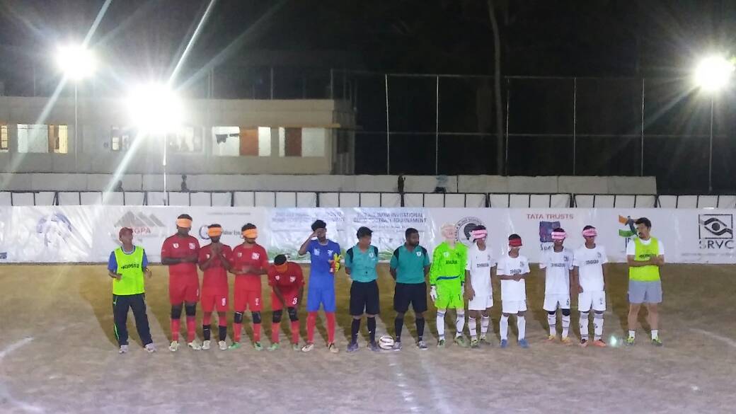 Both teams line up before match