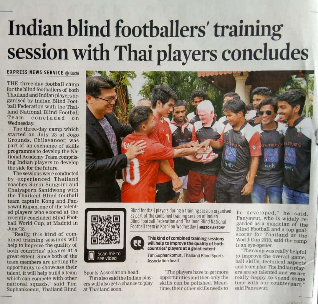 Thailand India Blind Football Combined training sessions 23-26 July 2018